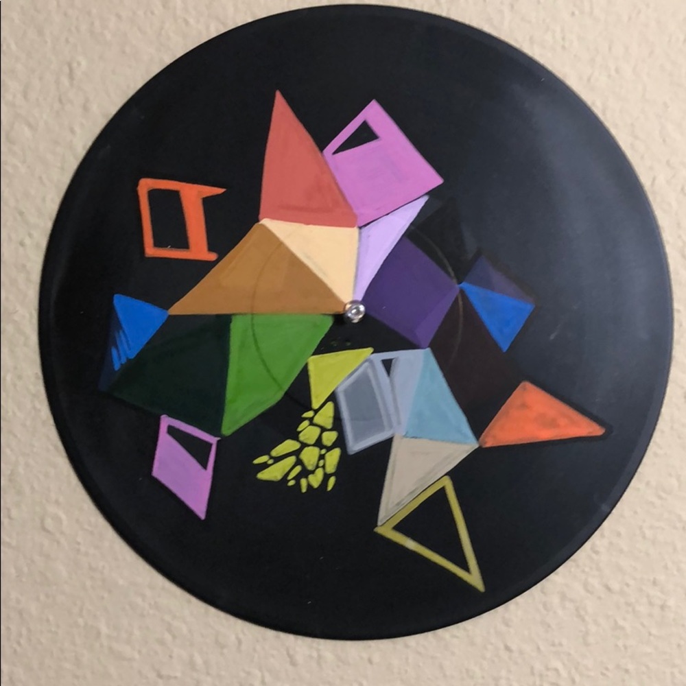 Cubism acrylic painting on vinyl 12” street art Og